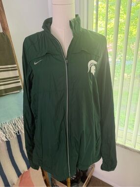 Nike Teams Women's Michigan State Green And White Lined Windbreaker Jacket Sz XL